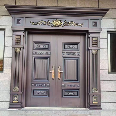 农村自建房别墅大门双开进户门锌合金入户家用防盗乡村庭院仿铜门