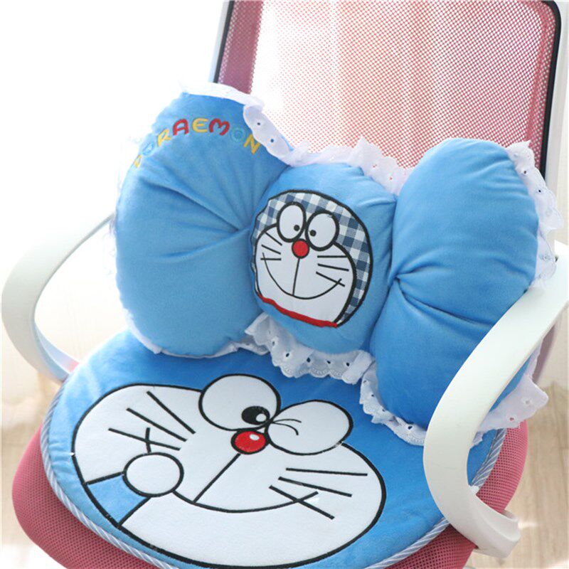 卡通lloi办公室坐垫护腰靠枕电脑椅四季全棉坐垫车载