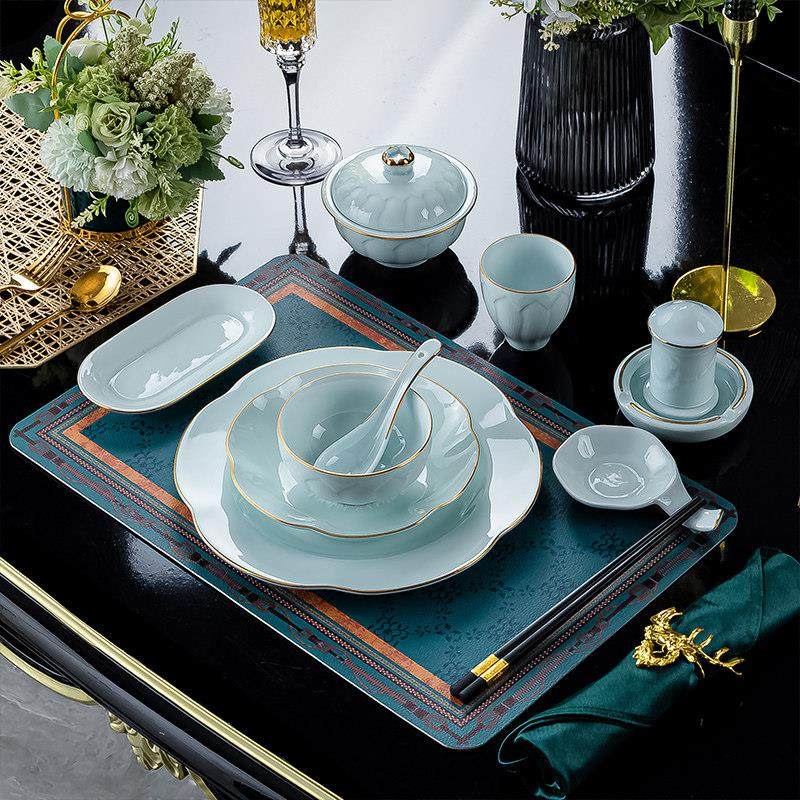 青瓷碗碟酒店餐具摆台套装高档私人会所包厢专用商用陶瓷碗盘定制,餐饮具,碗,淘宝优惠券,粉丝福利购,淘宝优惠卷