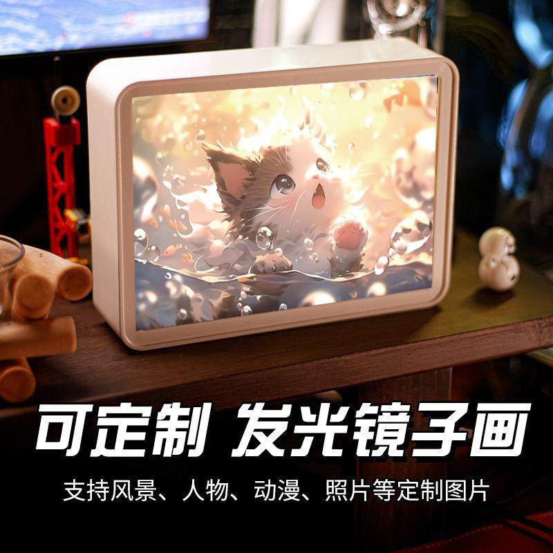 多功能镜面灯光画化妆镜小夜灯可定制生日礼物diy学生情侣照片,家居饰品,现代装饰画,淘宝优惠券,粉丝福利购,淘宝优惠卷