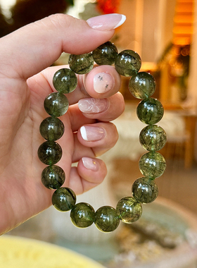 天然绿发晶手链素链百搭小众手链