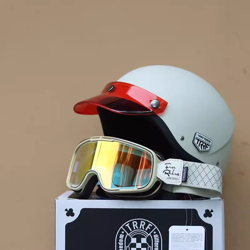 摩托车骑行大框复古防风护目镜shoei34半盔越野机车头盔近视风镜