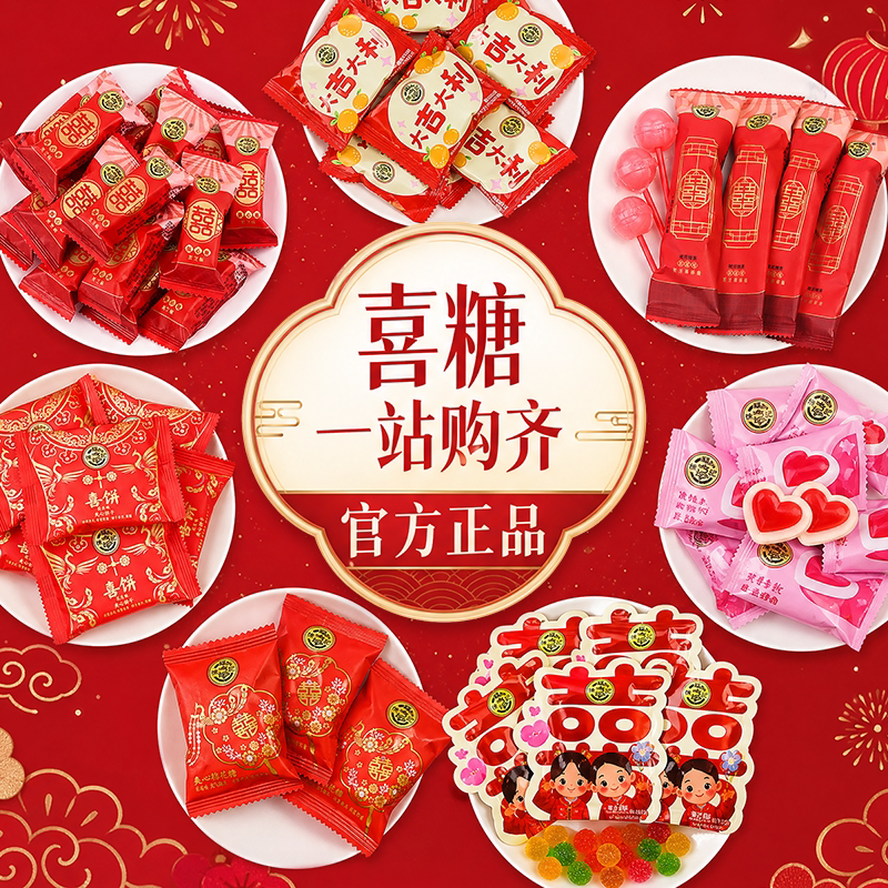 徐福记官方旗舰店喜糖喜饼散装过年结婚专用宝宝满月订婚高级混合