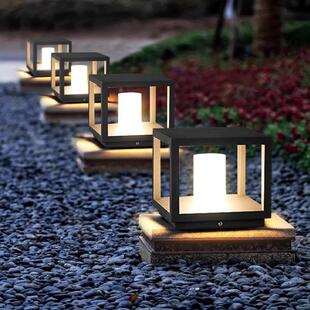 庭院大门口门柱灯户外护栏灯现代太阳能柱头灯防水别墅围墙柱子灯