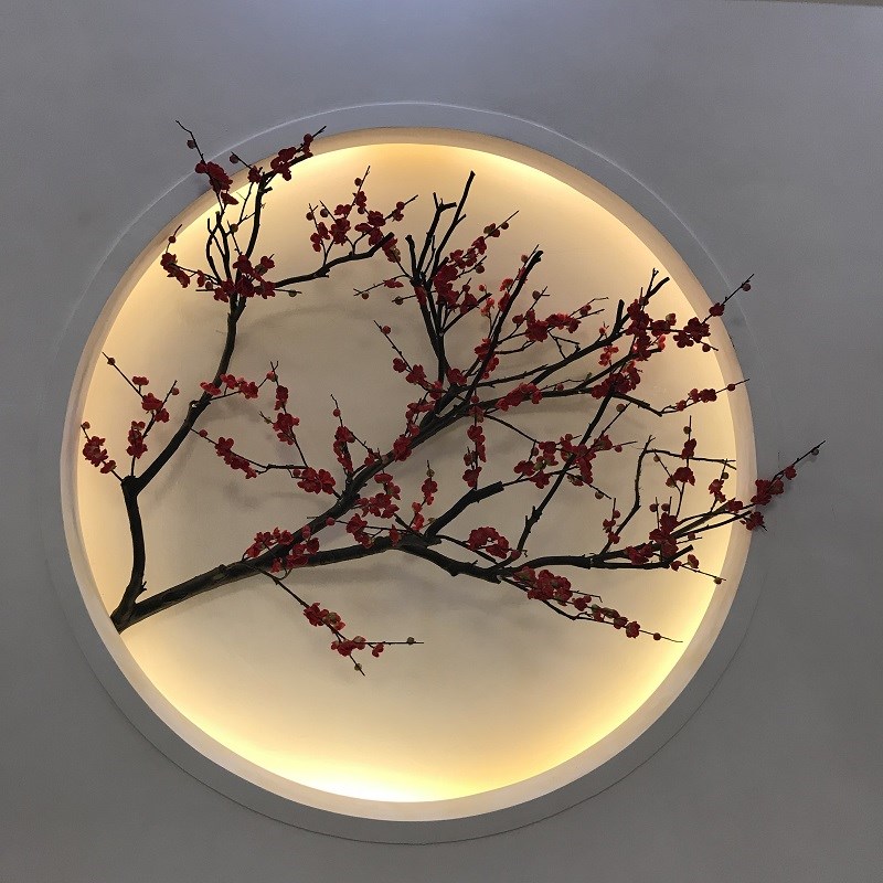 仿真梅花树舞台道具树客厅酒店装饰树落地挂壁花艺漫展会展装饰树