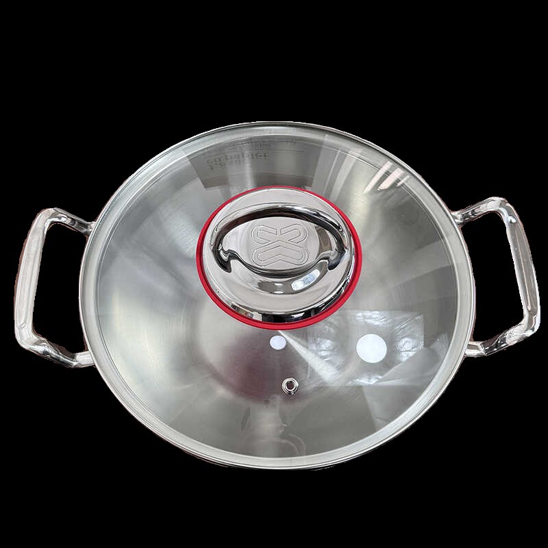 双耳海鲜锅304不锈钢中式小炒锅一人用小煮锅家用干锅寿喜锅