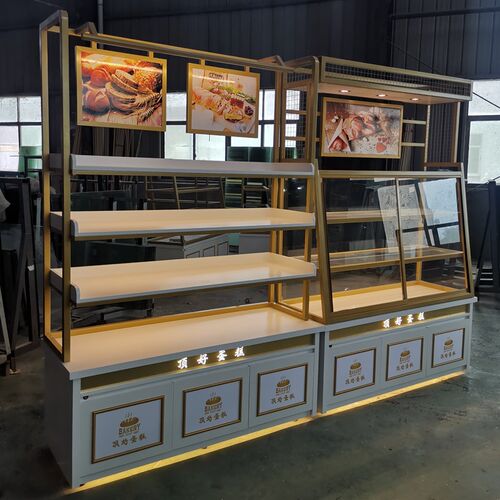 面包柜边柜展示柜面包展示柜移门式铁艺烤漆店展示柜台边岛柜