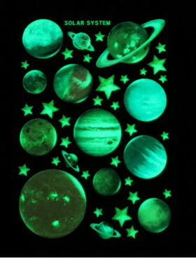 星星月亮夜光卧室荧光星空顶屋顶墙顶房顶天板饰自粘墙