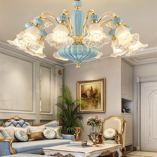 欧式吊灯陶瓷客厅灯朝下年新款现代大气家用卧室灯具