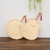 老式 古风草编手摇扇麦秸秆芭蕉扇儿童纳凉工艺扇子 大蒲扇夏季