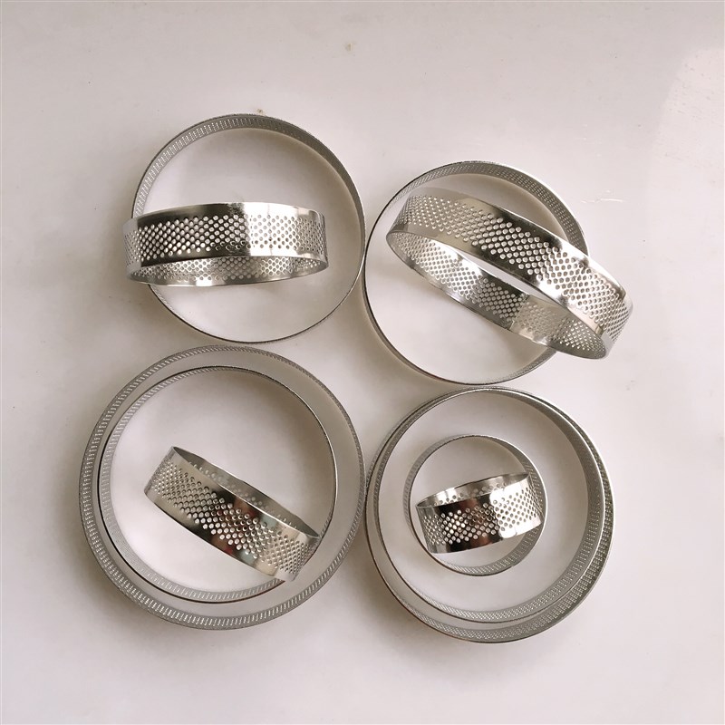 10只装圆形不锈钢带孔透气挞圈塔圈法式草莓塔柠檬塔模具挞壳模具