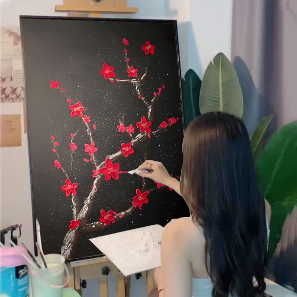 石英砂丙烯肌理画diy材料全套高级感砂岩立体手绘玫瑰素材装饰画图片