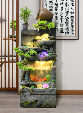 假山流水喷泉鱼缸客厅大型落地办公室招财室内阳台循环水景观