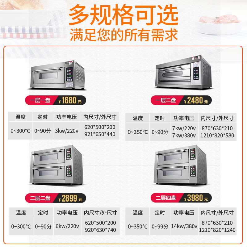 乐创烤箱商用层盘二盘店面包烘焙披萨燃气电烤箱