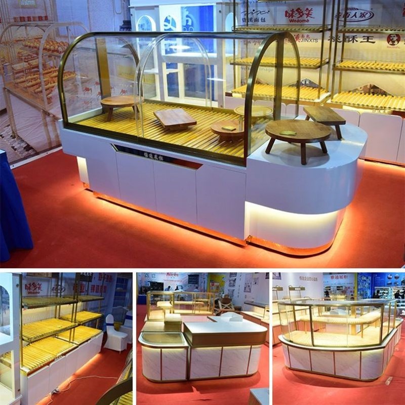 面包柜展示柜中岛柜蛋糕架三层铁艺边柜烘焙甜品店多层长条摆摊