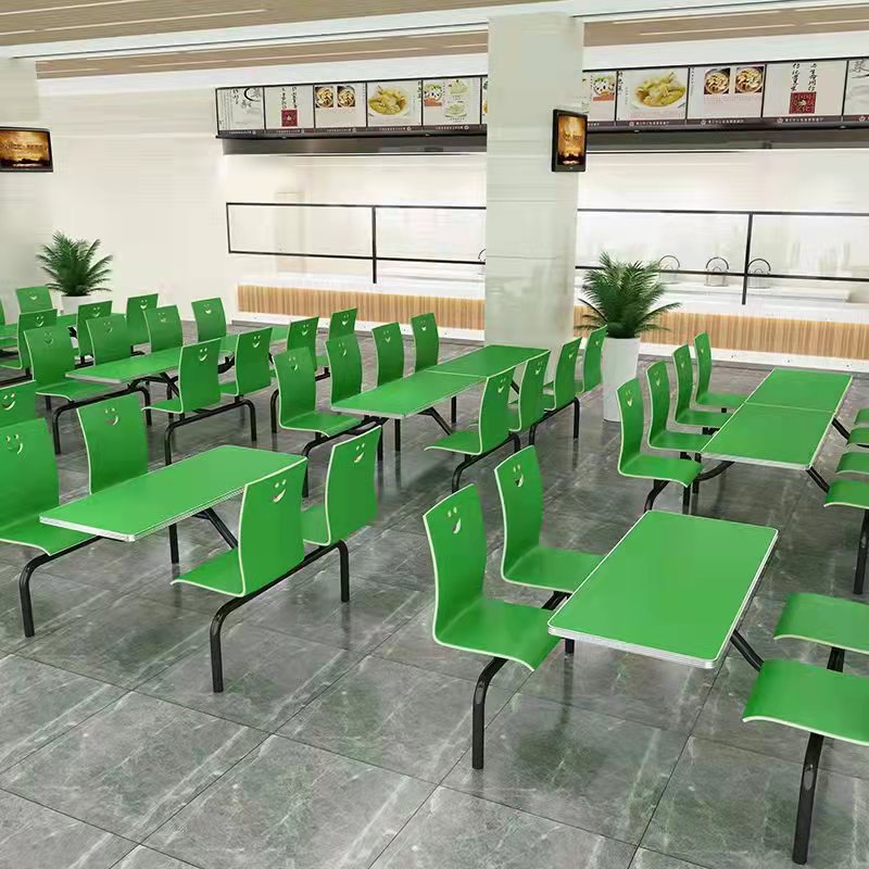 食堂餐厅快餐学校工厂学生员工人专用经济连体装餐桌桌椅