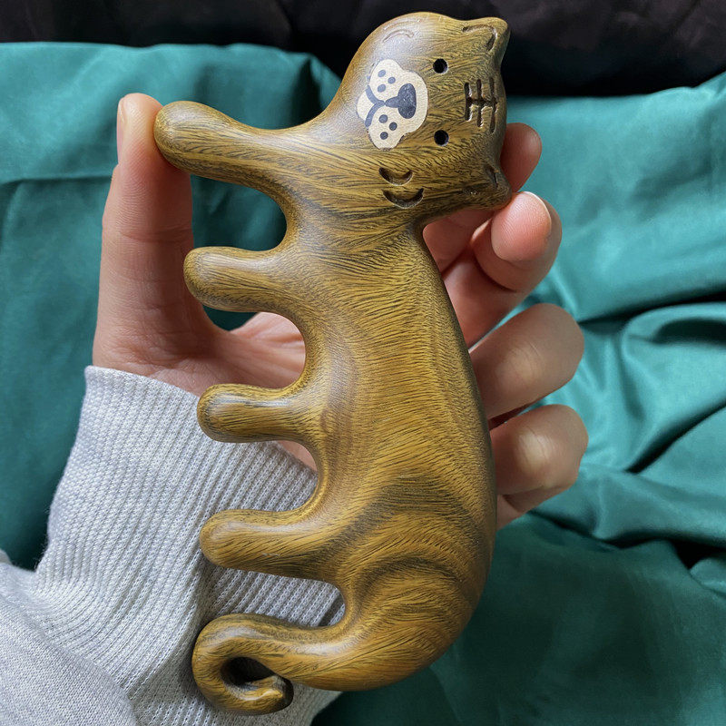 (猛虎)绿檀木按摩经络梳天然玉檀香木梳子生肖虎皮疗刮痧通乳