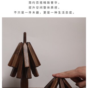 黑胡桃木实木防烫隔热垫家用圆形创意一棵树隔热垫圣诞树隔热餐垫