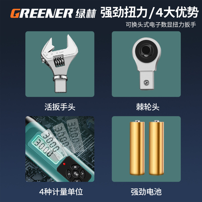 绿林数显扭力扳手公斤转接电子扭矩可调节开口高精度扭力测试仪