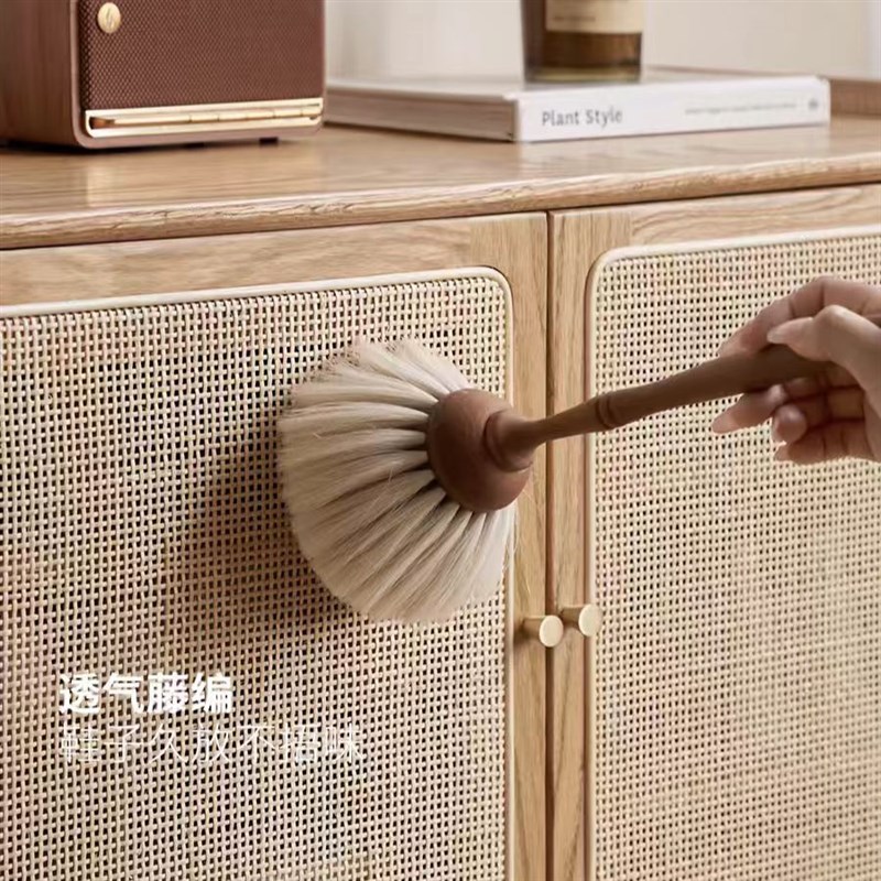 实木鞋柜家用橡木门口收纳储物柜客厅入户原木置物鞋架藤编玄关柜