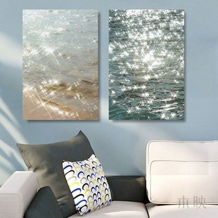 大海风景装饰画海洋海水水波纹客厅沙发水的挂画波光粼粼卧室壁画