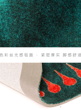 ln艺术绿色地毯现代圆形地垫卧室客厅书桌电脑椅