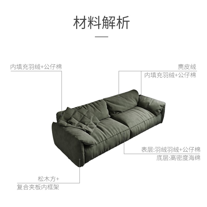 baxter大象耳朵沙发客厅现代意式极简小户型科技布羽绒三人位直排