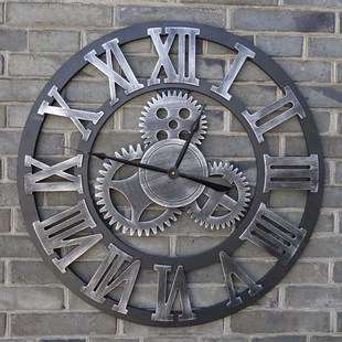 饰挂钟 复古创意壁钟酒店店铺影楼墙面工业装 齿轮钟表LT欧式 个性