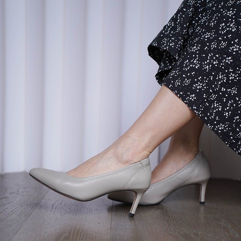 壹家小枕头365105羊皮/羊绒单鞋6.5cm细跟防磨脚防掉跟通勤女鞋