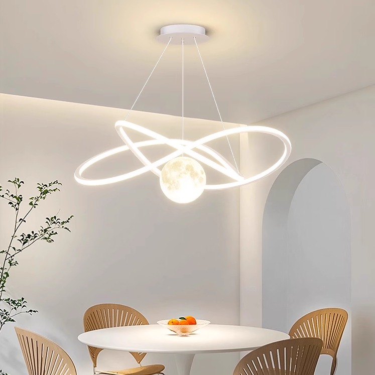 北欧简约创意几何圆环月球吸顶灯