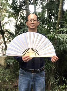 太极功夫扇书简舞蹈表演折扇白色竹骨黑色双面舞蹈扇红色