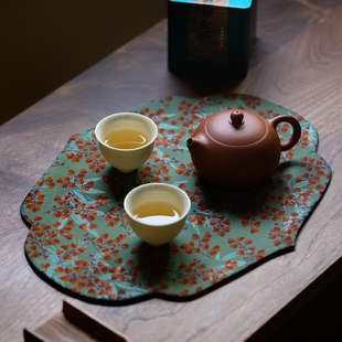 禅意复古桌旗桌布茶垫茶道零配布垫 香云纱干泡茶席茶壶垫中式