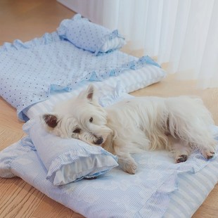 通用防滑睡垫趴趴垫夏凉猫窝宠物窝带枕头 花边狗窝垫子可拆洗四季