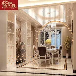 饰过道帘 防缠绕 珠帘客厅 隔断帘玄关窗帘门帘水晶帘子欧式 餐厅装