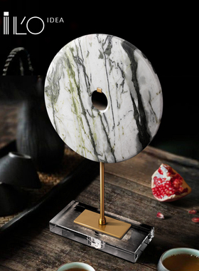 新中式大理石摆件创意家居软装搭配D客厅玄关卧室酒店办公室装饰