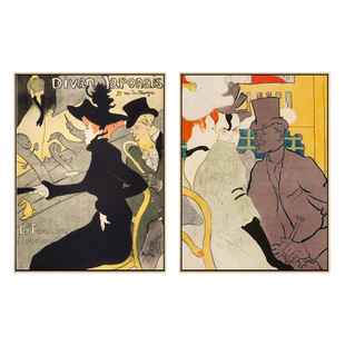 红磨坊罗特列克人物油画复古装饰画书房酒吧壁挂画无框画海报画