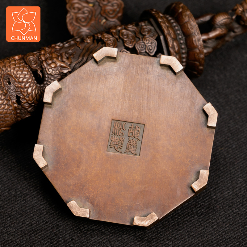 庆松堂苏工铜炉名家胡庆松制紫铜华表香熏筒文房收藏礼佛熏香