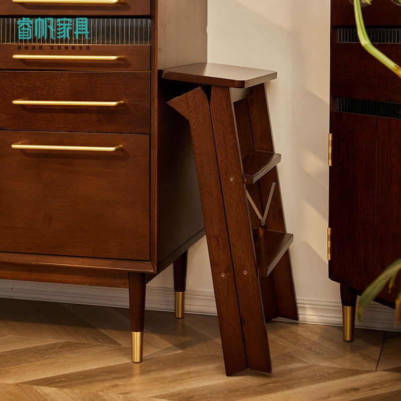睿帆实木梯凳家用多功能折叠梯椅两用便携登高板凳人字梯子