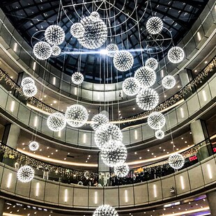 酒店大堂吊灯火球满天星灯具定制工程商场会展中心售楼部灯