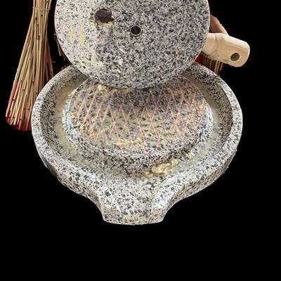 石磨小石磨手推石磨家用石磨豆浆手动推磨盘机老式麻青石墨磨子