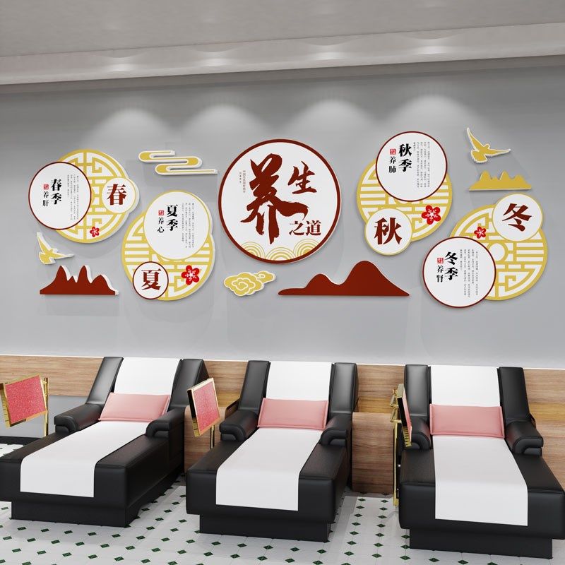 中医文化养生馆背景形象墙贴纸宣传海报挂画理疗诊所科室药店装饰