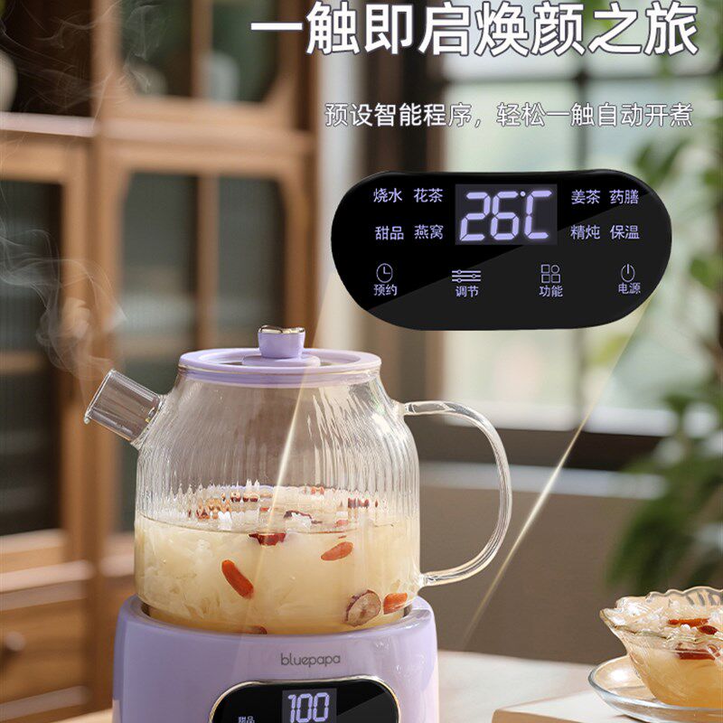 全玻璃养生壶炖煮一体煮茶器恒温烧水壶家用纯玻璃多功能花茶壶