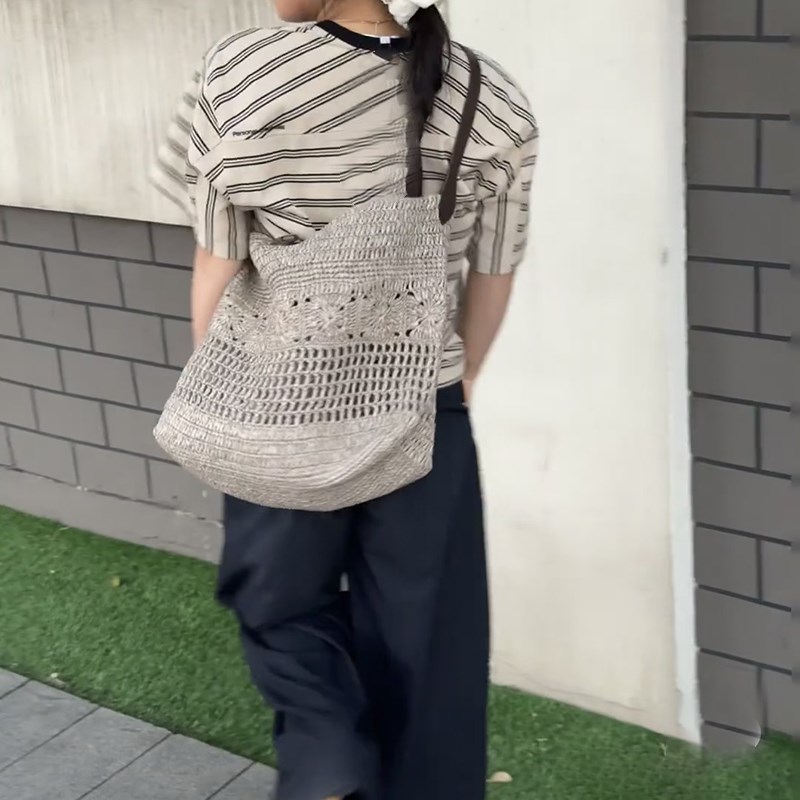 2025新款夏天法式慵懒海边度假包E小众草编包包手工编织女包大容