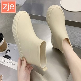 低帮水靴防滑洗车厨房鞋 新款 女短筒雨靴水鞋 日系a加绒时尚 胶 雨鞋