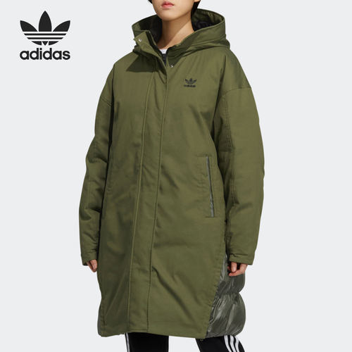 Adidas/阿迪达斯官方正品三叶草秋冬款女子长款连帽羽绒服HF1586
