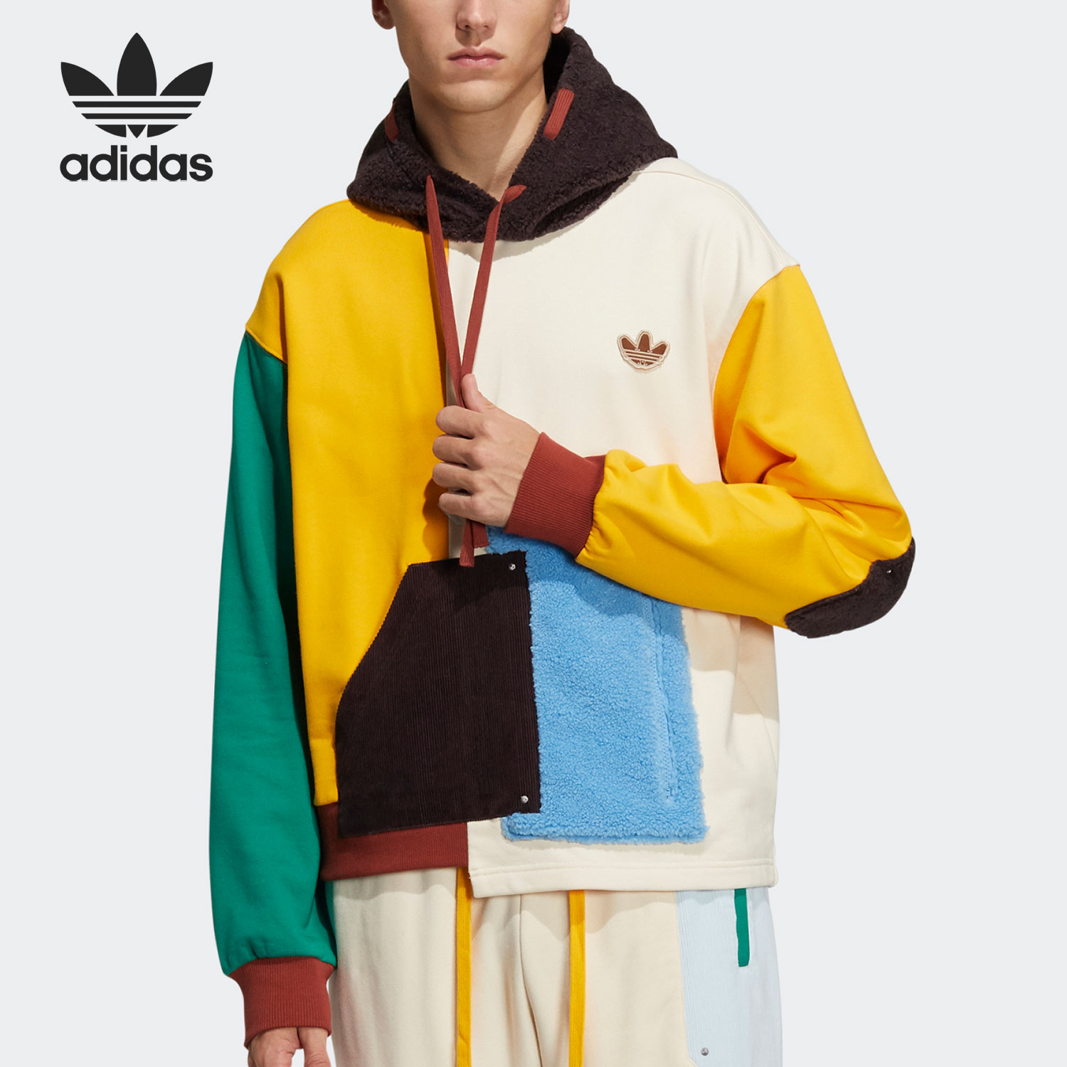 Adidas/阿迪达斯官方正品三叶草木偶系列情侣款连帽卫衣 HC0351