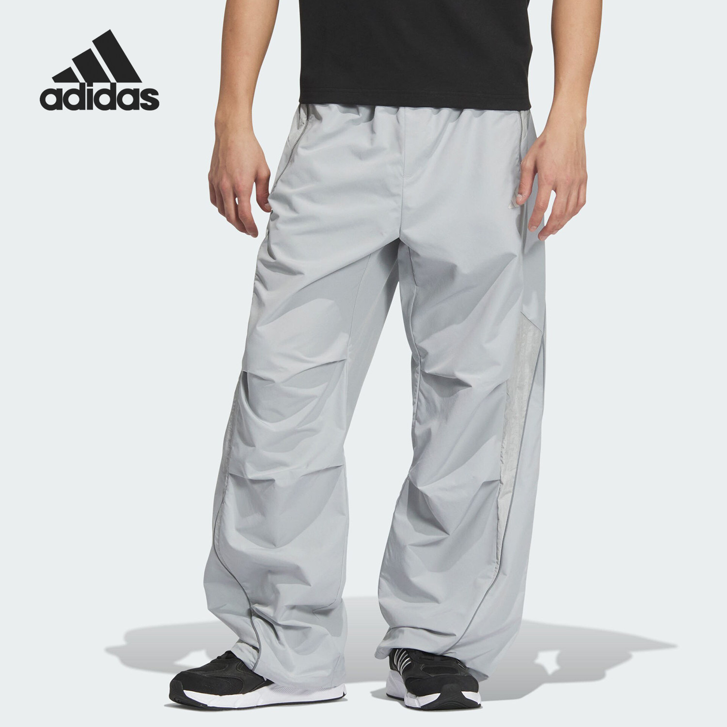 Adidas/阿迪达斯官方正品新款男士反光宽松运动休闲伞裤JI8738图片