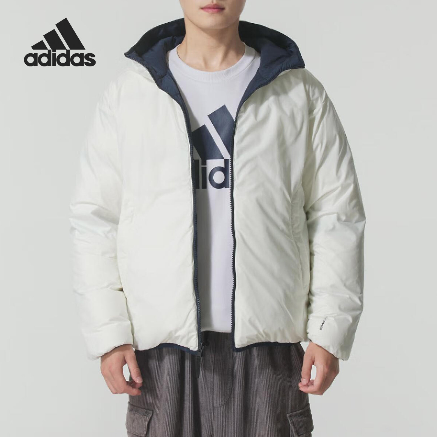 Adidas/阿迪达斯官方正品2025男士双面穿保暖休闲羽绒服KC2491