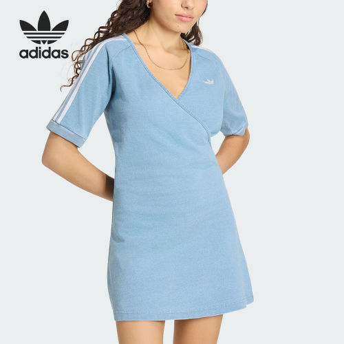 Adidas/阿迪达斯官方正品三叶草女士时尚针织休闲连衣裙KZ5056