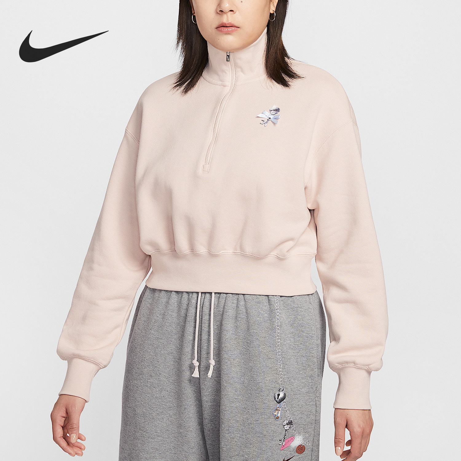 Nike/耐克官方正品春秋女士短款时尚运动卫衣套头衫IQ3940-667
